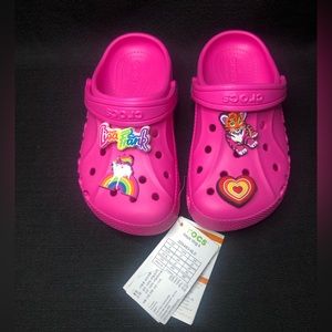 Pre Jeweled Lisa Frank Pink Crocs Size 2 Little Girl BRAND NEW